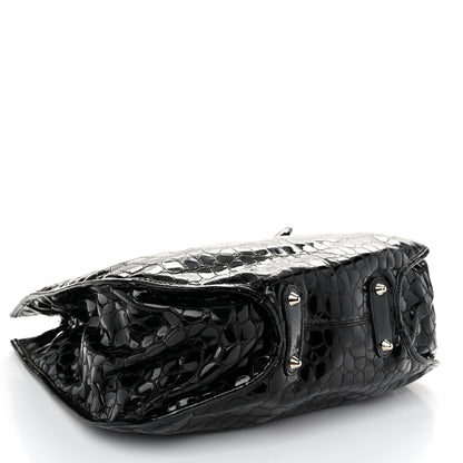 Christian Dior Patent Crocodile Embossed 61 Tote Black 4 of 10