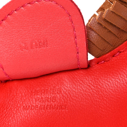 Hermes Milo Lambskin Grigri Rodeo Horse Bag Charm MM Rouge Indien Gold Bougainvillea 3 of 4