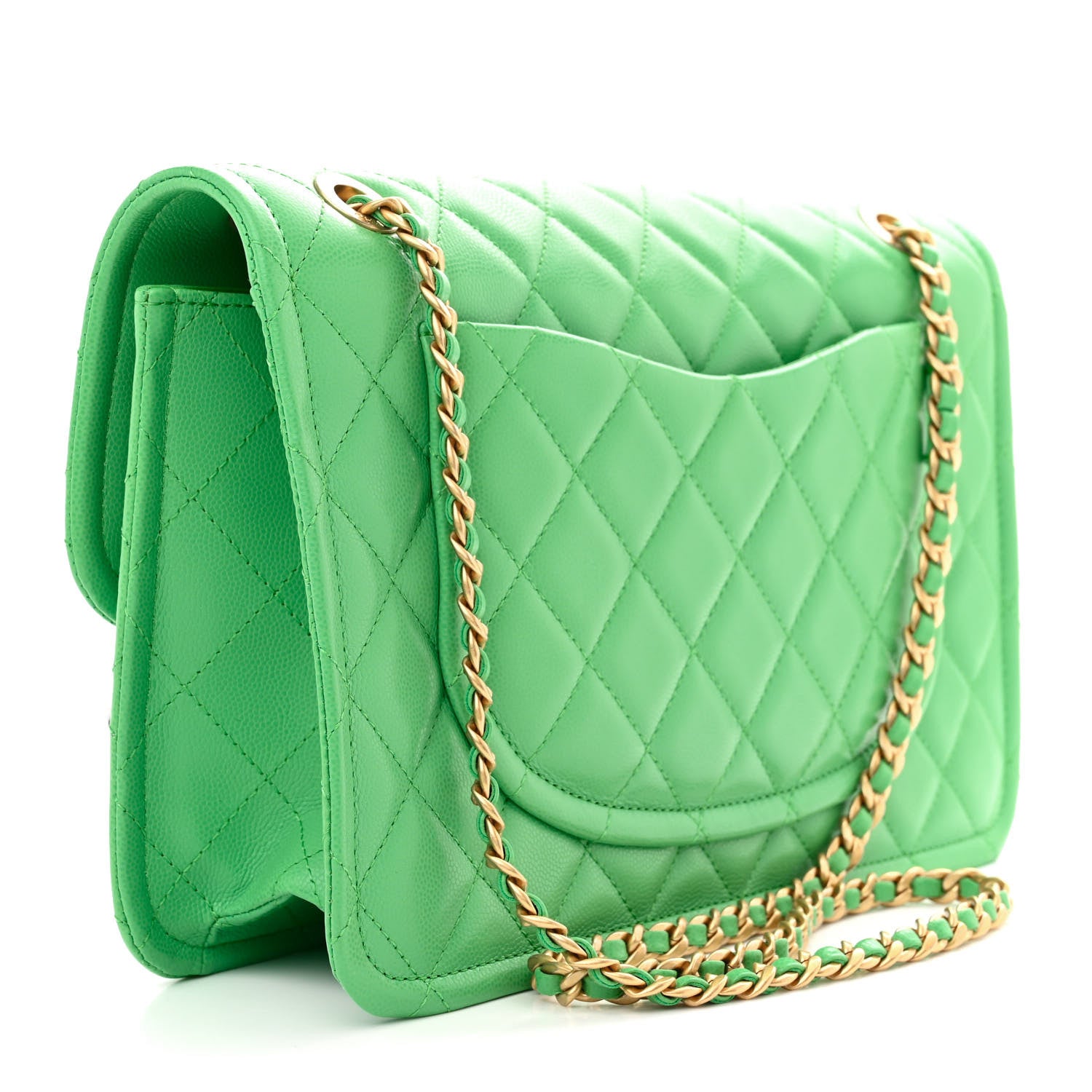 Chanel Caviar Quilted Large Sweet Classic Flap Green 3 of 10