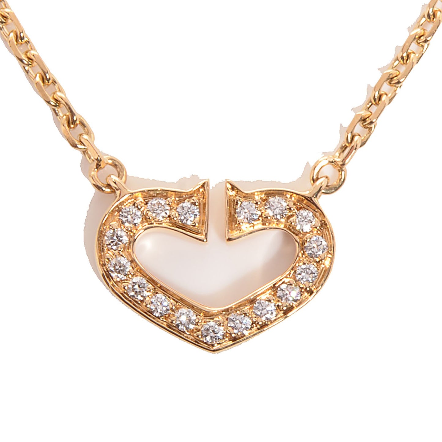 18K Yellow Gold Diamond Hearts And Symbols Pendant Necklace