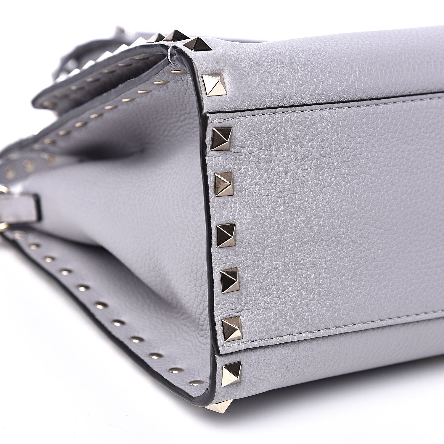Valentino Garavani Grained Calfskin Small Rockstud Double Bag Pastel Grey 7 of 13