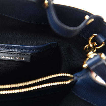 Burberry Calfskin House Check Medium Banner Tote Ink Blue 9 of 10