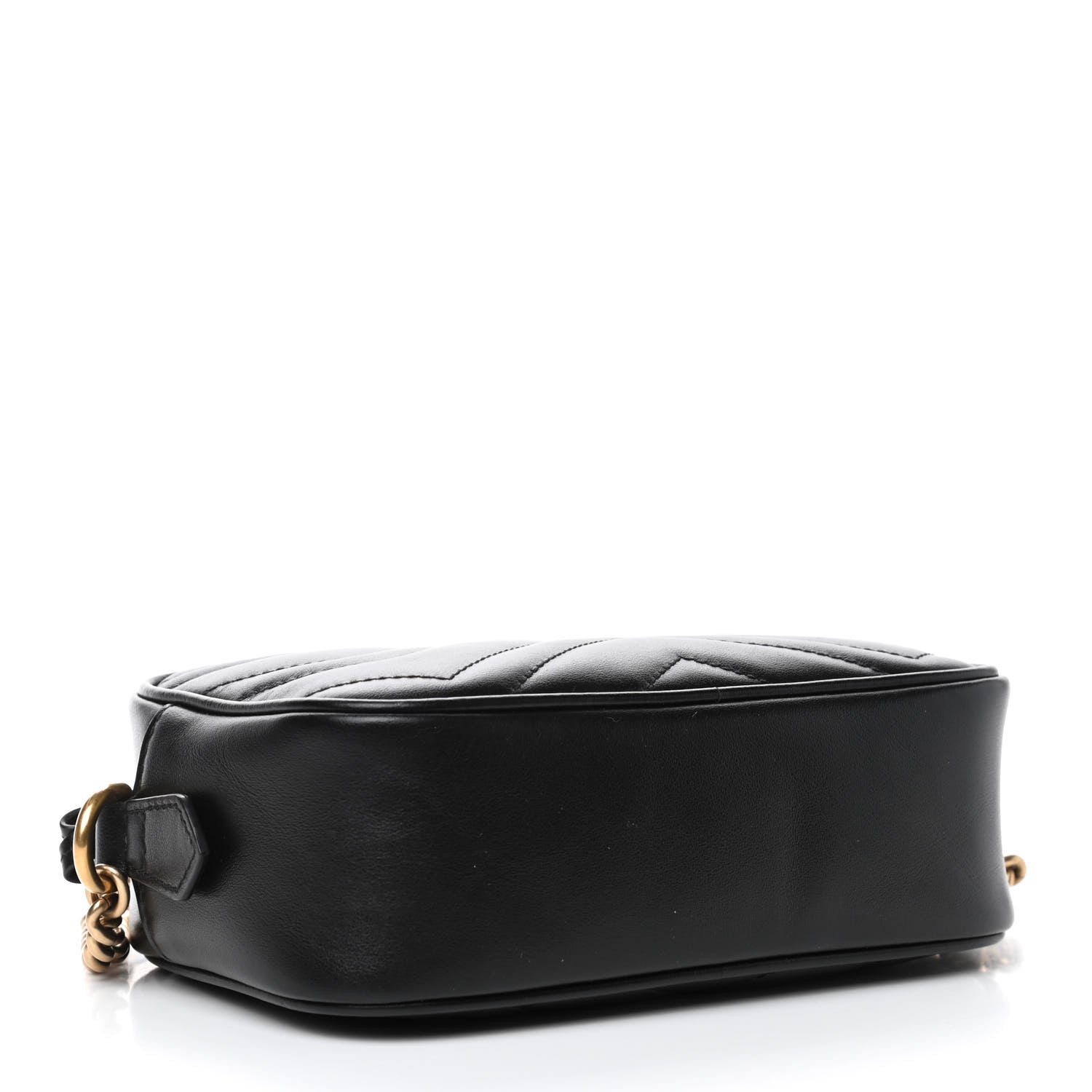 Gucci Calfskin Matelasse Mini GG Marmont Chain Shoulder Bag Black 3 of 4