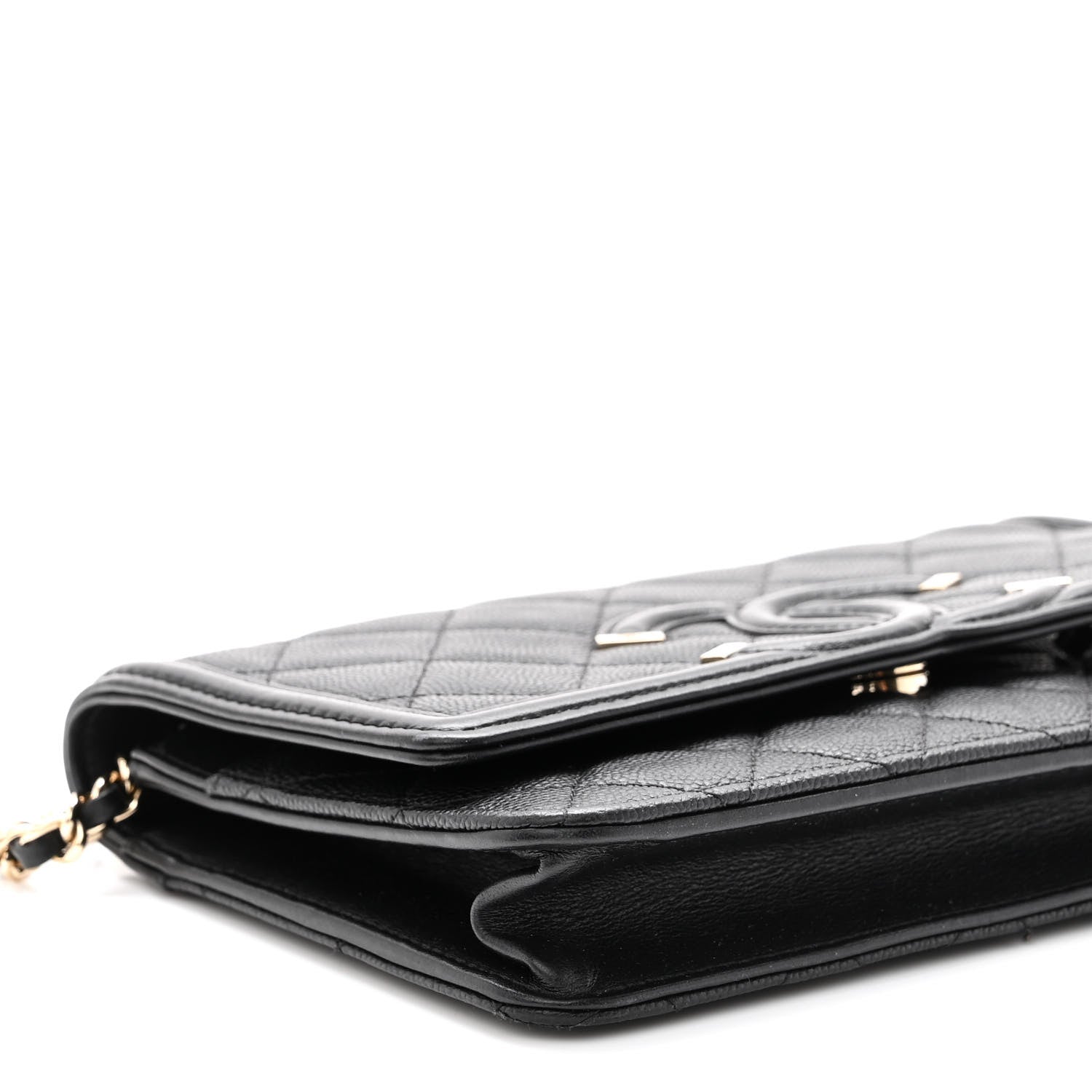 Chanel Caviar Quilted CC Filigree Wallet On Chain WOC Black 10 of 11