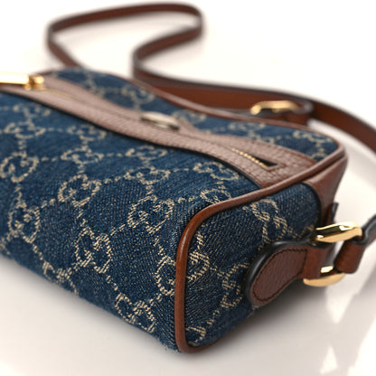 Gucci New Denim GG Monogram Dollar Calfskin Mini Ophidia Shoulder Bag Blue Tea Cuir Epilog 9 of 10