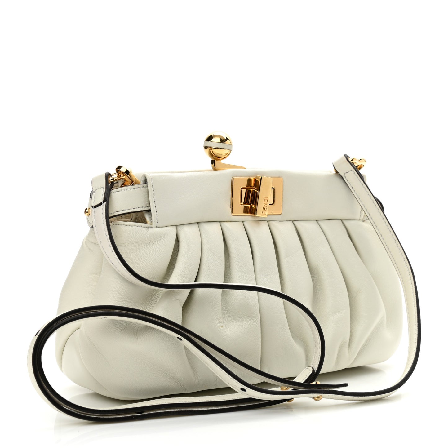 Shiny Nappa Small Peekaboo Click Bag White