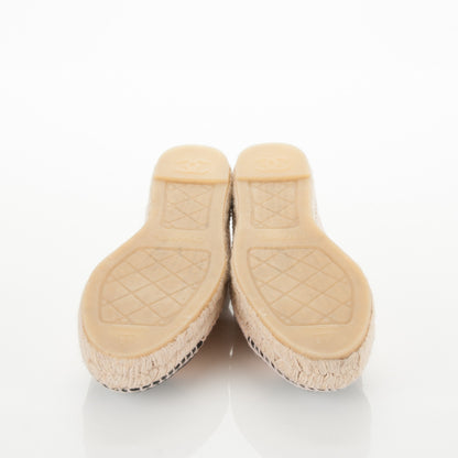 Chanel Lambskin CC Espadrilles 41 Beige Black 5 of 7