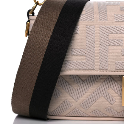 Fendi Canvas Vitello King Bi-Color Strap FF Embroidered Baguette Poudre 11 of 15