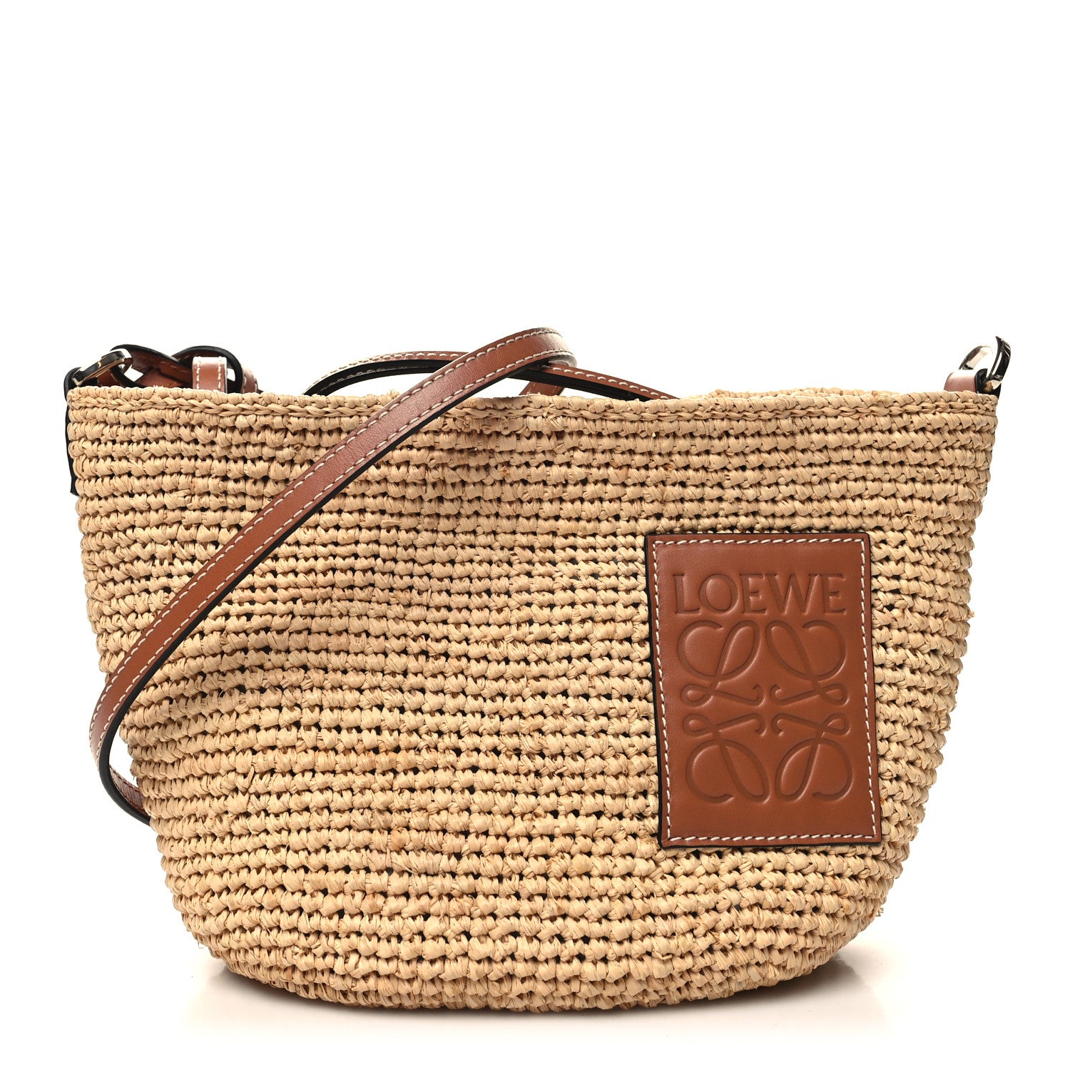 Loewe Calfskin Raffia Paulas Ibiza Pochette Bag Natural Tan 1 of 10