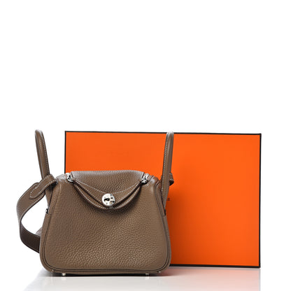 Hermes Taurillon Clemence Mini Lindy 20 Etoupe 10 of 10