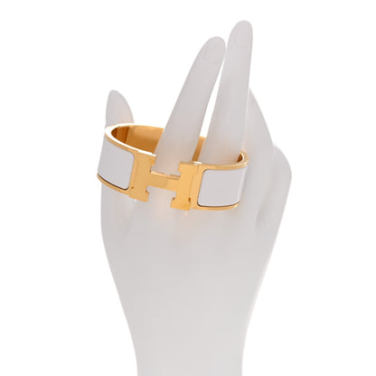 Hermes Enamel Wide Clic Clac H Bracelet PM White 2 of 5