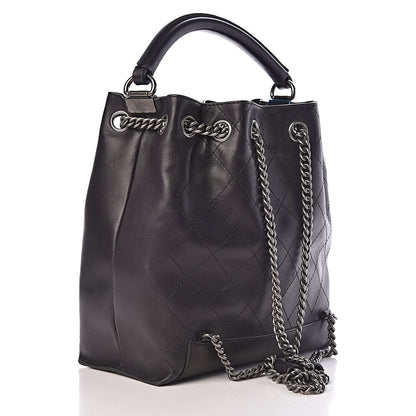 Chanel Calfskin Stitched Medium Urban Luxury Drawstring Backpack Black 3 of 10