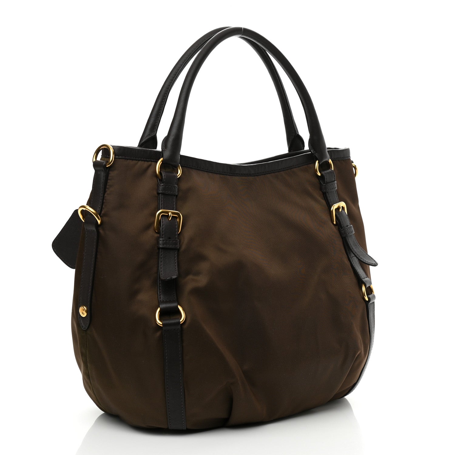 Prada Tessuto Nylon Soft Calf Small Tote Bruciato 2 of 8