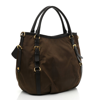 Prada Tessuto Nylon Soft Calf Small Tote Bruciato 2 of 8