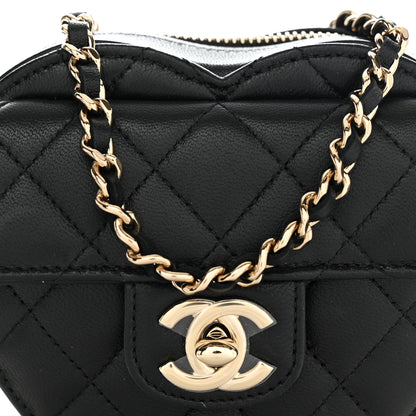 Chanel Lambskin Quilted CC In Love Heart Clutch With Chain Black 8 of 11
