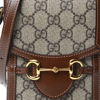 Gucci GG Supreme Monogram Mini Horsebit 1955 Crossbody Bag Beige Brown Sugar 10 of 11
