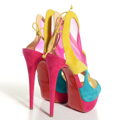 Christian Louboutin Suede Mesh Farfamesh 160 Peep Toe Platform Booties 39 Multicolor 4 of 6