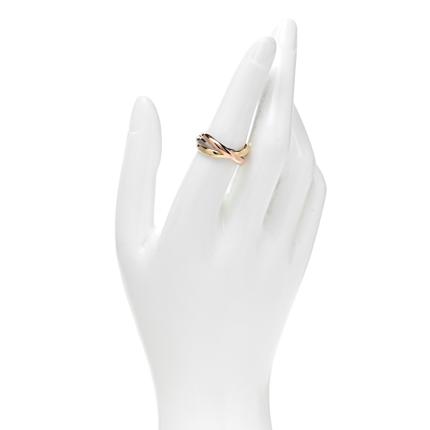 Cartier 18K Pink Yellow White Gold Classic Trinity Ring 55 7.25 2 of 5