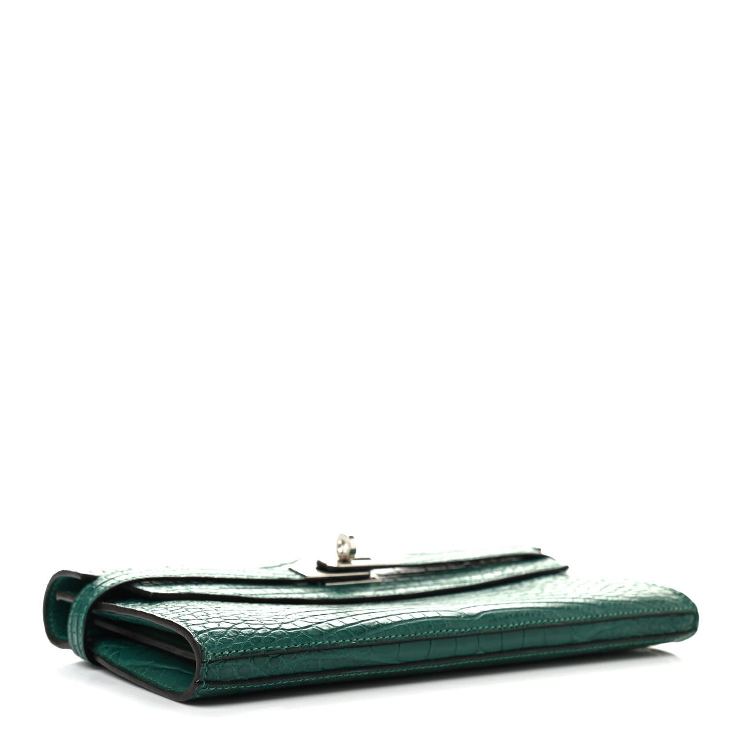Hermes Matte Alligator Kelly Longue Wallet Malachite 4 of 8