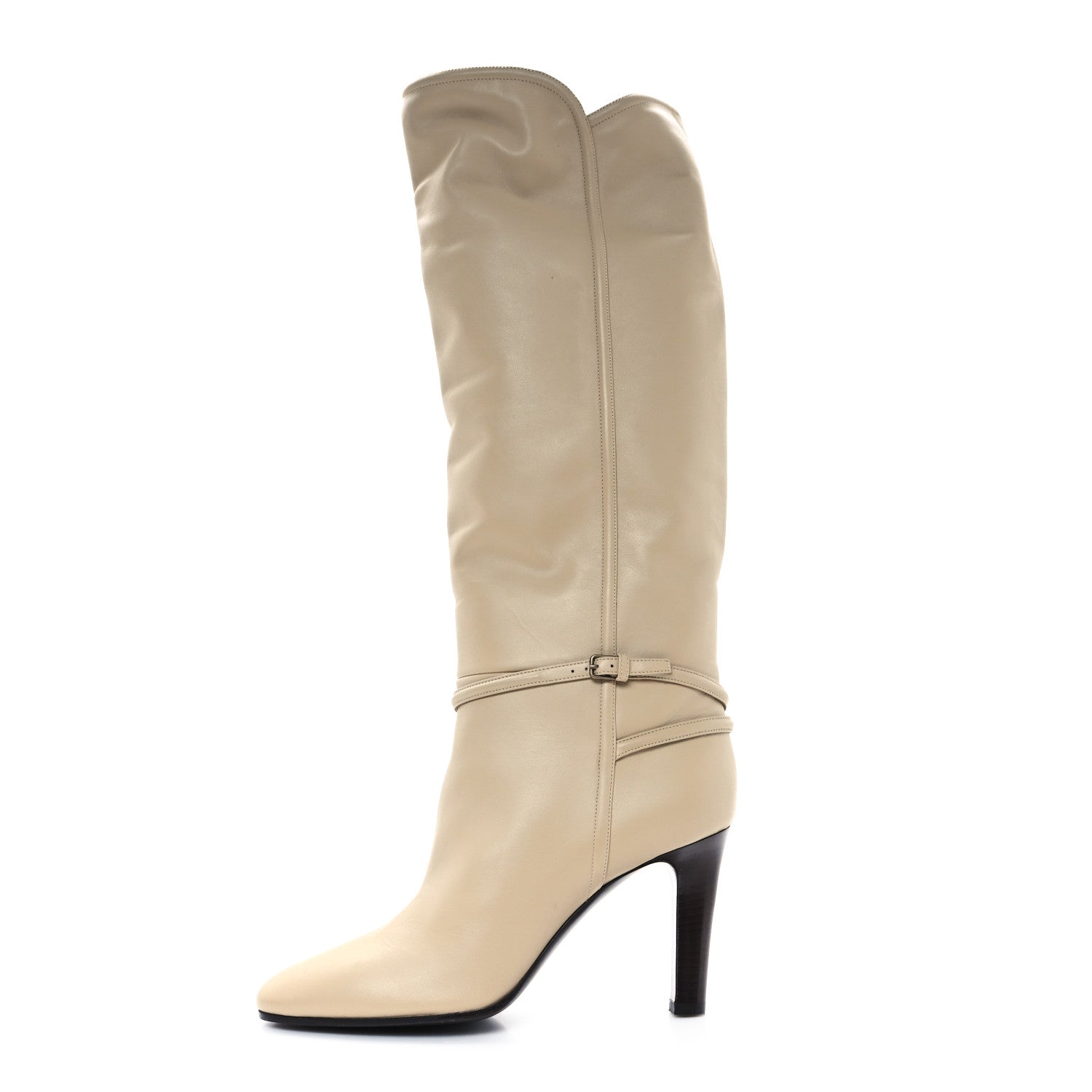 Saint Laurent Calfskin Jane Knee High 90 Boots 40 Beige 1 of 8