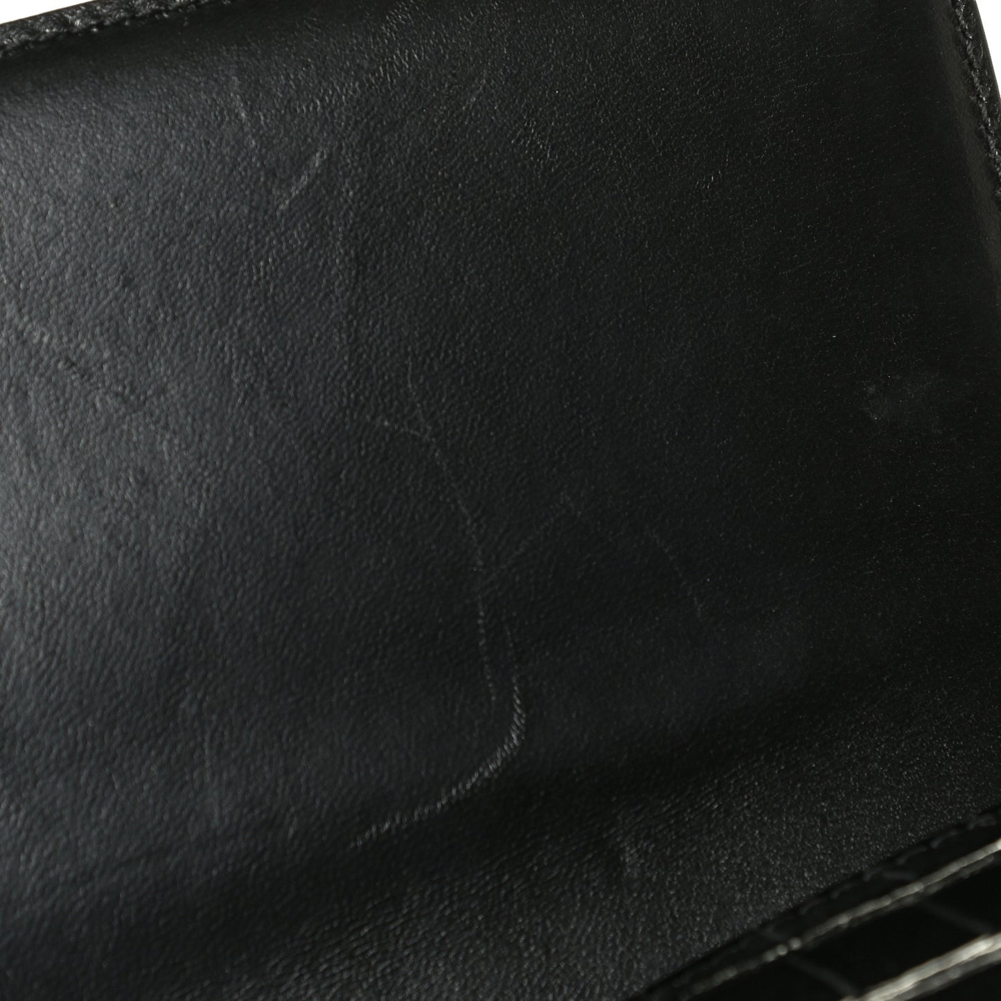 Shiny Calfskin Crocodile Embossed Ghost Sling Bag Black