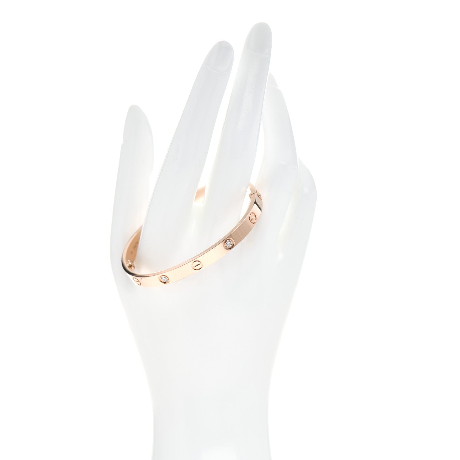 Cartier 18K Pink Gold 4 Diamond LOVE Bracelet 17 2 of 6