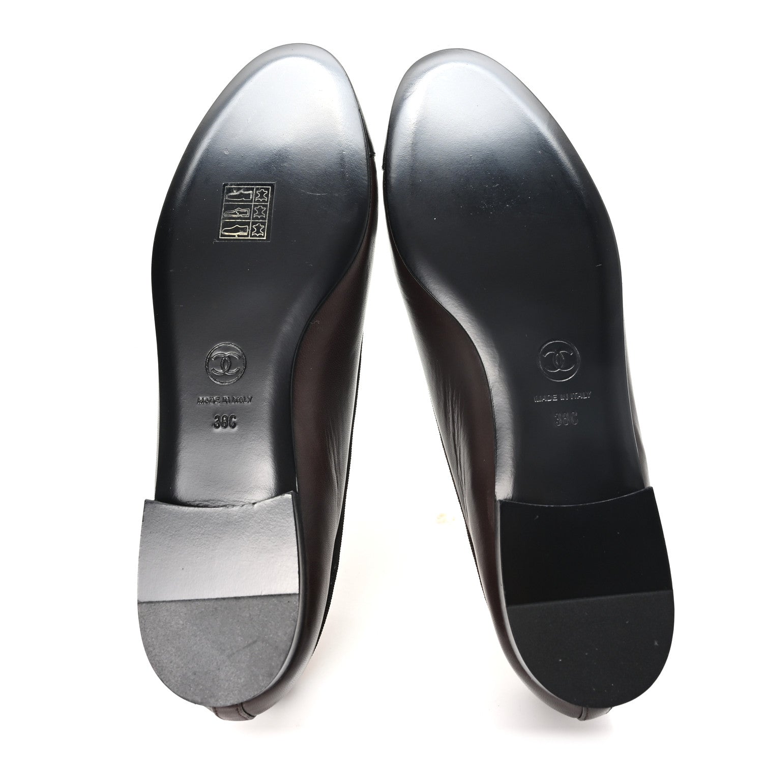 Chanel Lambskin Cap Toe CC Ballerina Flats 38 Brown Black 6 of 10