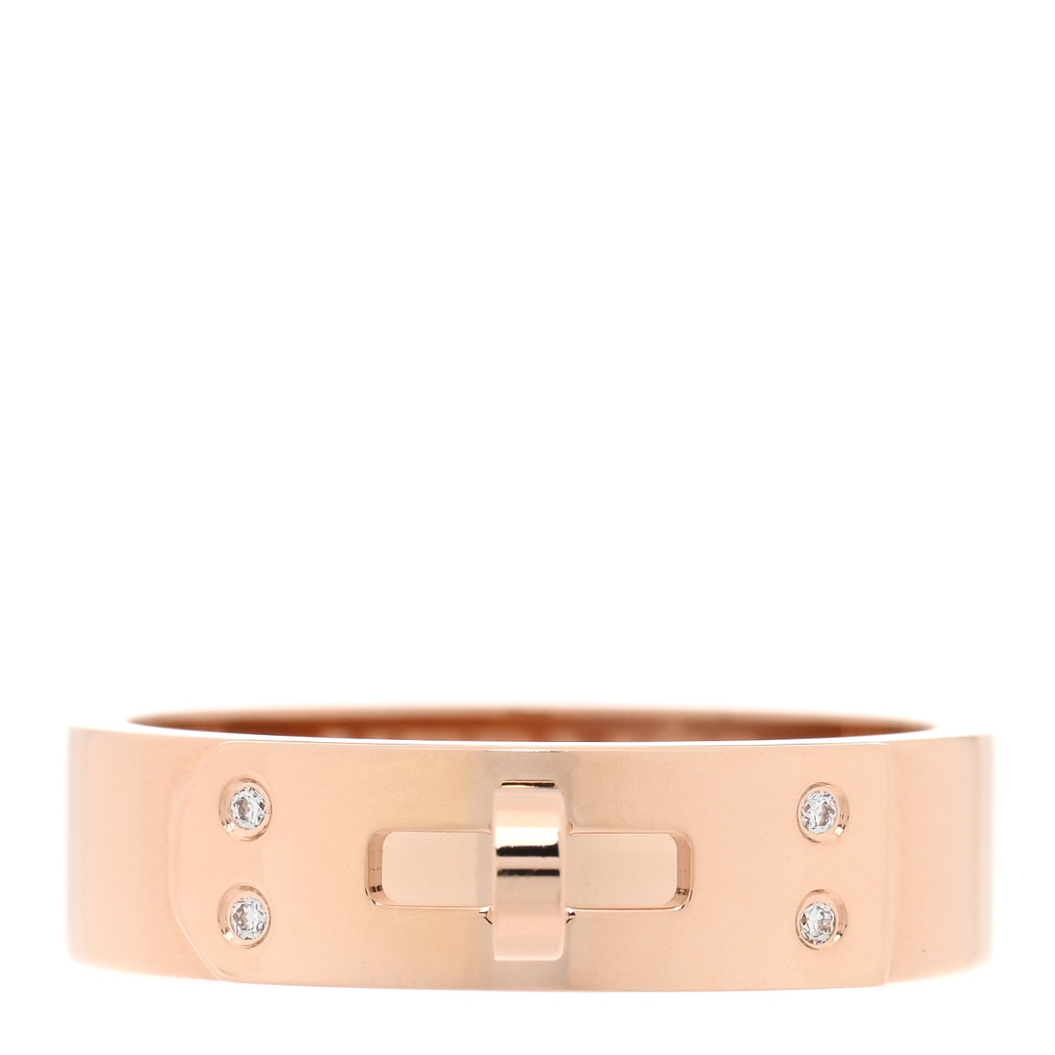 Hermes 18K Rose Gold Diamond PM Kelly Ring 53 6.5 1 of 5