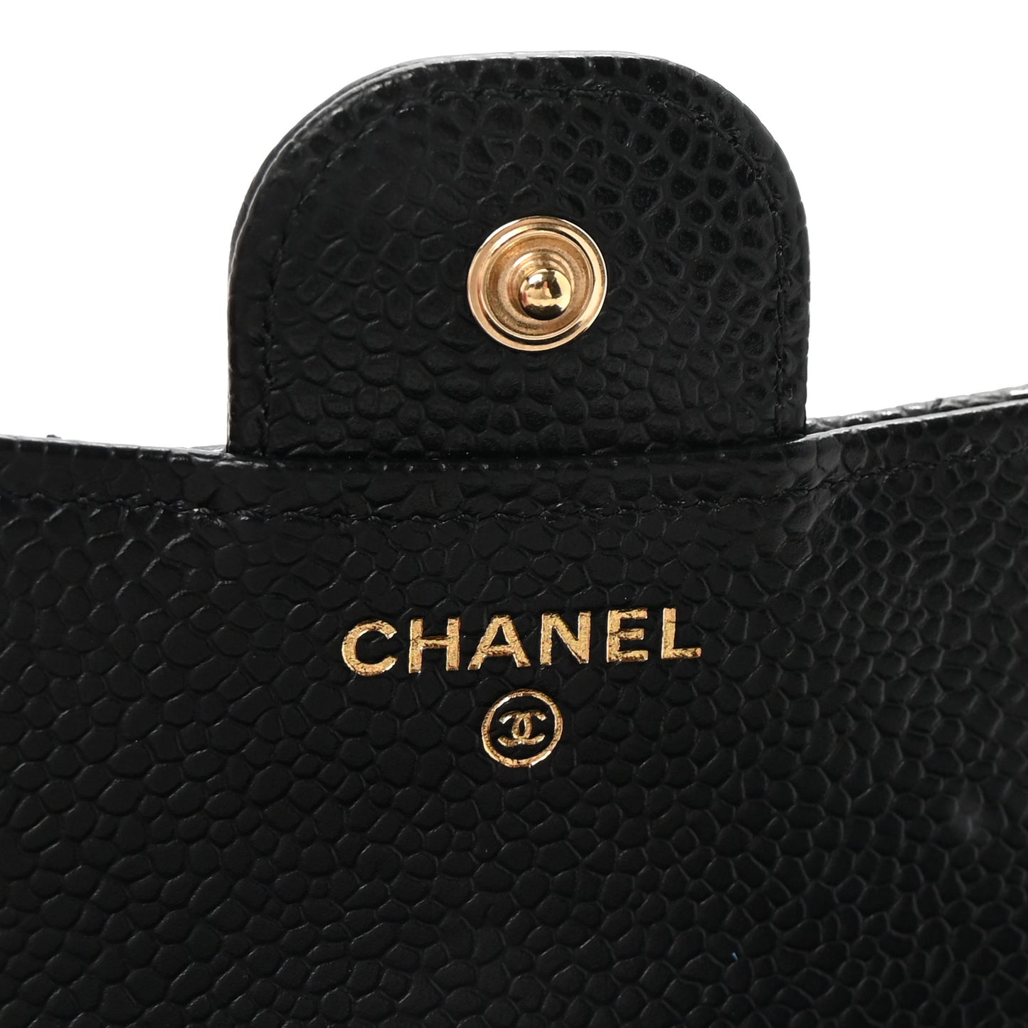Caviar Quilted Compact Flap Wallet Black