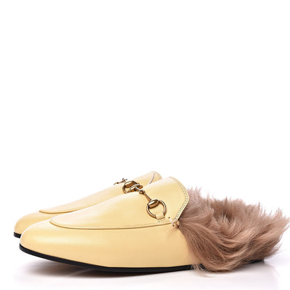 Gucci Malaga Kid Fur Womens Princetown Slippers 38 Burro 3 of 7