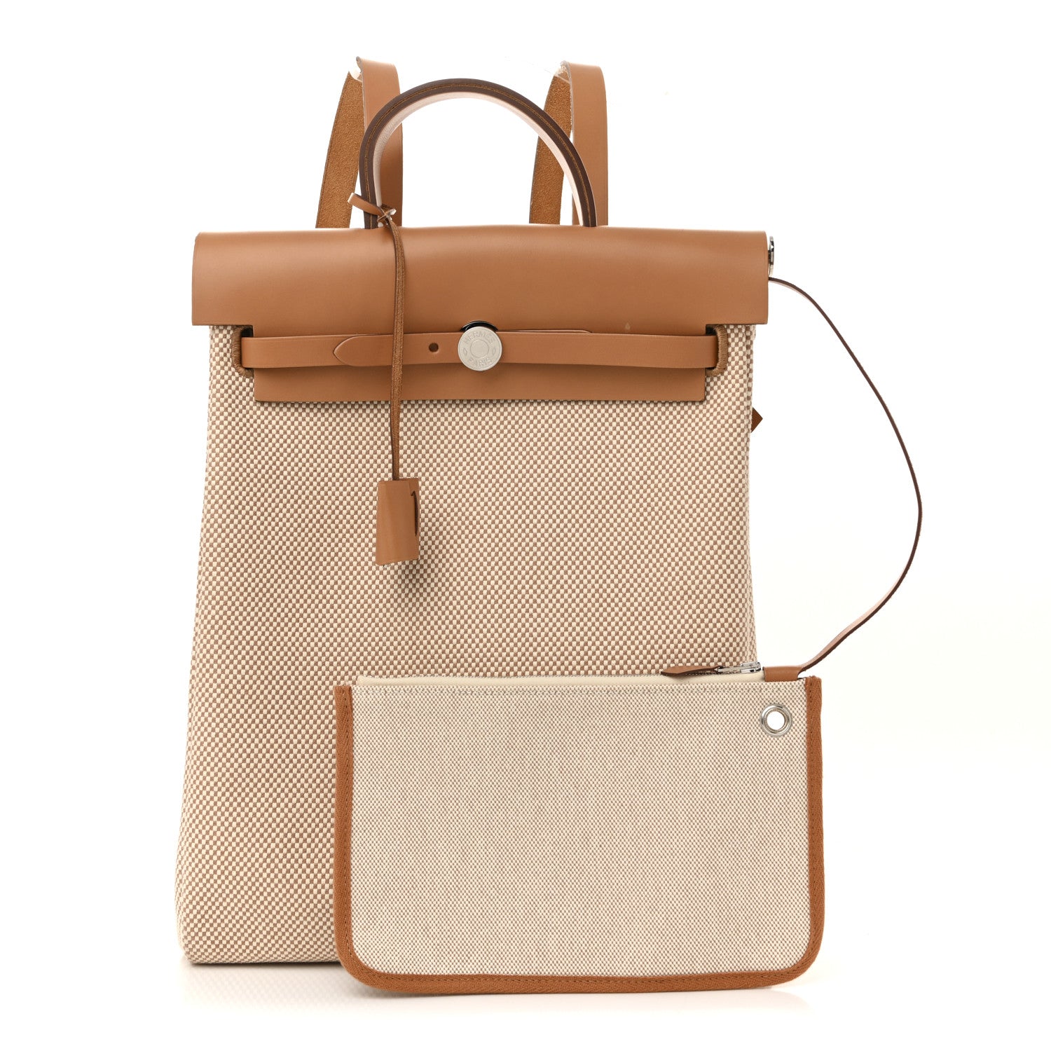 Hermes Vache Hunter Criss Viking Herbag a Dos Retourne Backpack Ecru Beige Naturel 3 of 12