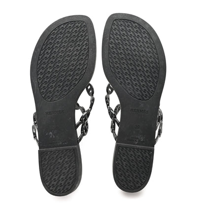 Hermes Rubber Womens Island Sandals 39 Black 6 of 8
