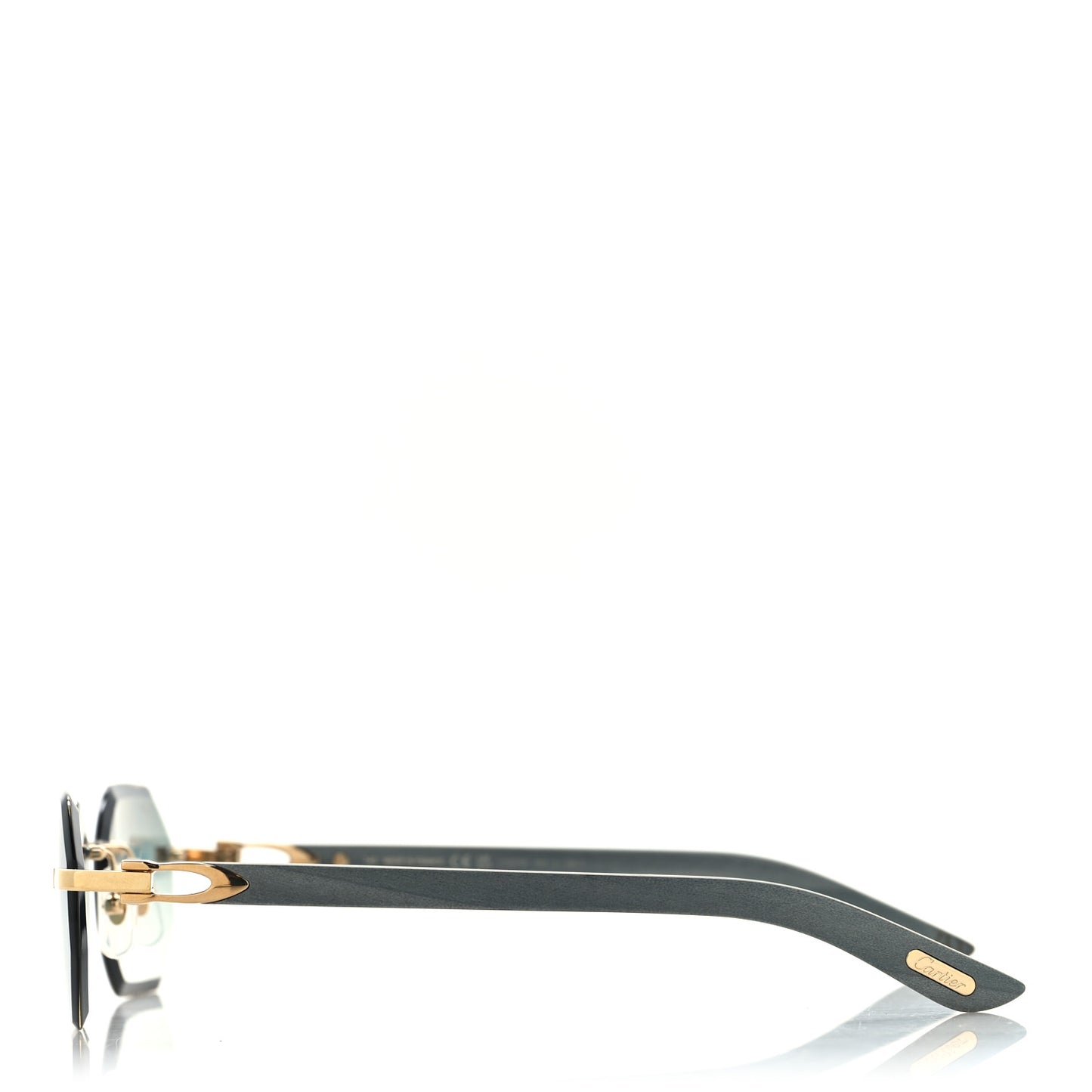 Wood Elongated C de Cartier Rimless Sunglasses Green