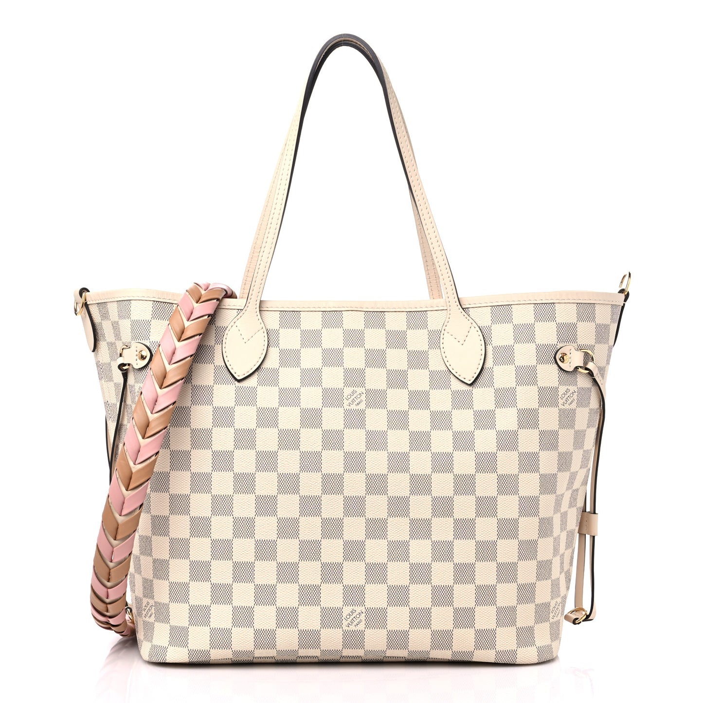 Damier Azur Braided Neverfull MM Pink