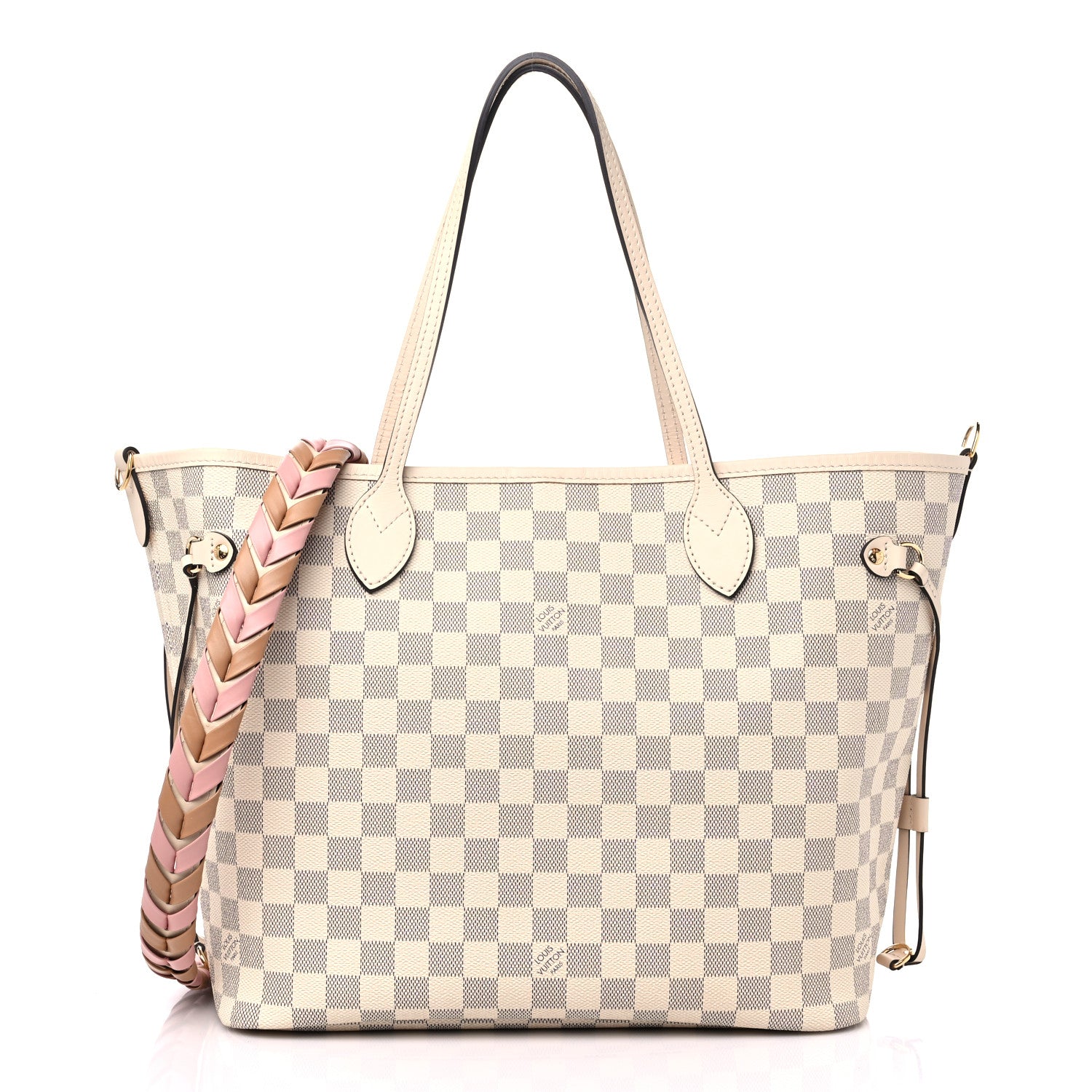 Louis Vuitton Damier Azur Braided Neverfull MM Pink 3 of 11