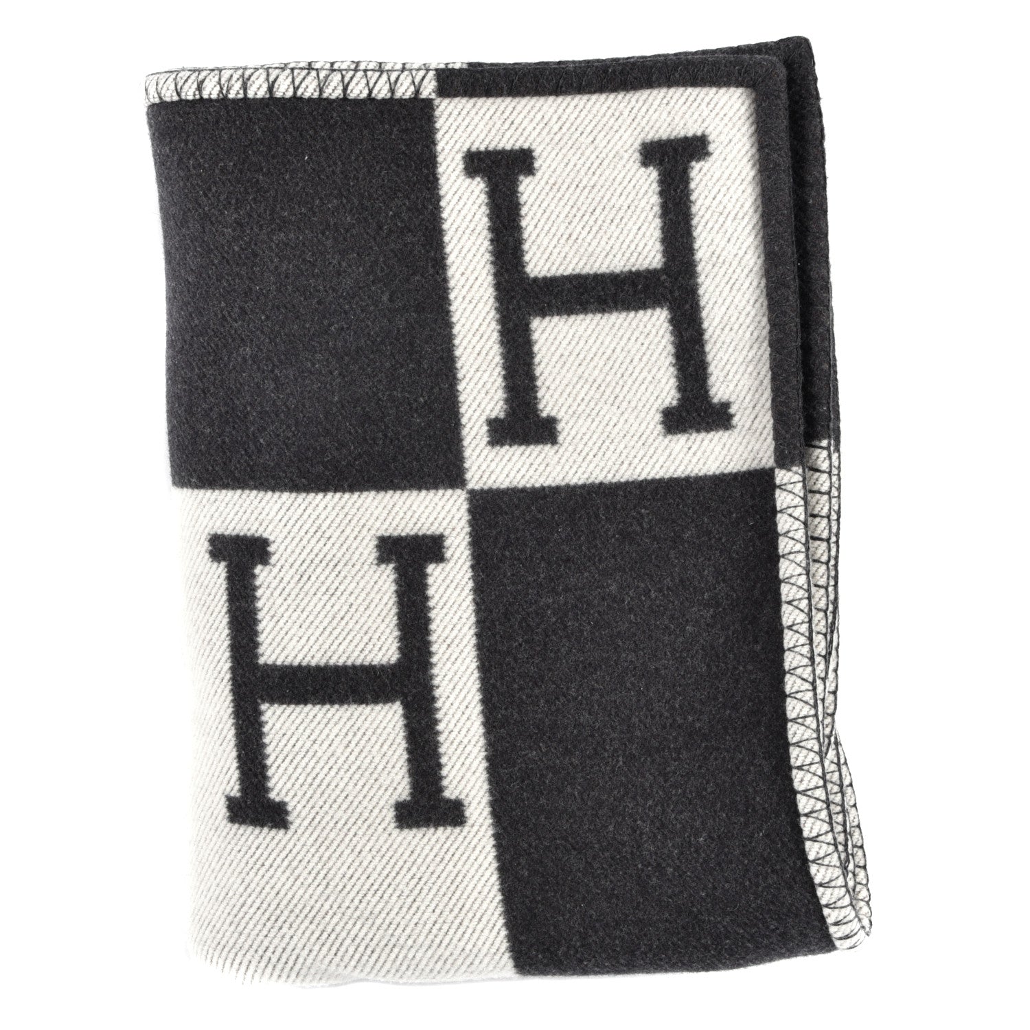 Hermes Wool Cashmere Avalon Blanket Ecru Gris Fonce 1 of 3