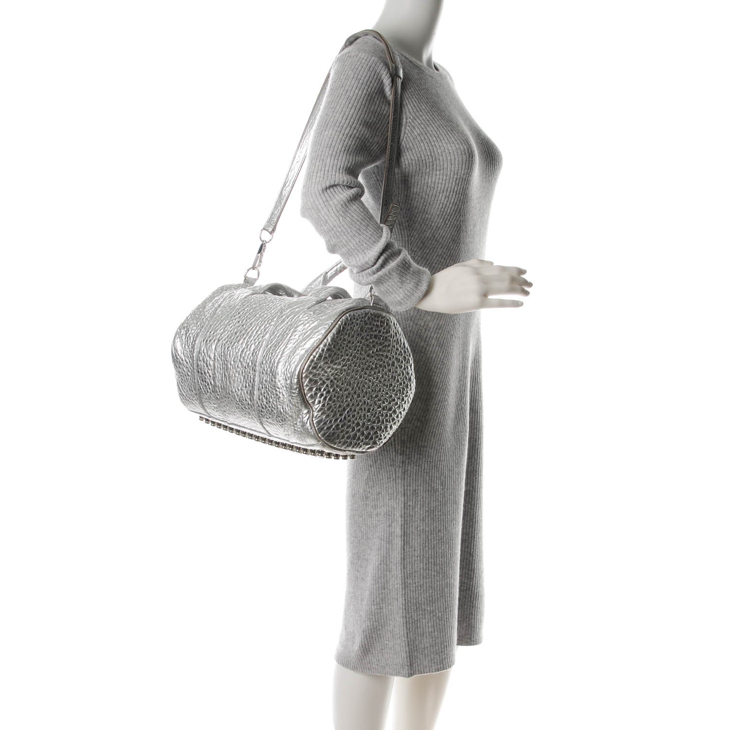 Alexander Wang Metallic Pebbled Lambskin Rocco Rhodium Hardware 2 of 11