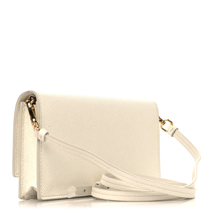 Prada Saffiano Metal Triangle Logo Mini Bag Talco 3 of 10