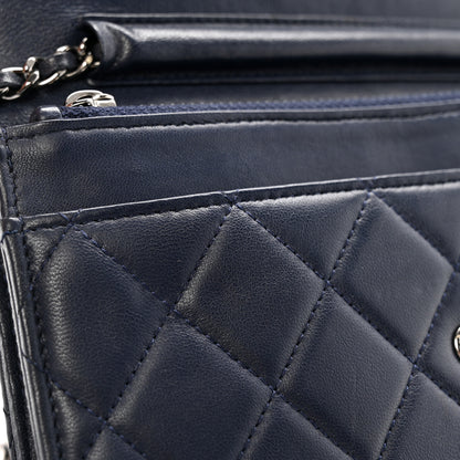 Chanel Quilted Wallet On Chain WOC  Navy Blue 12 of 12