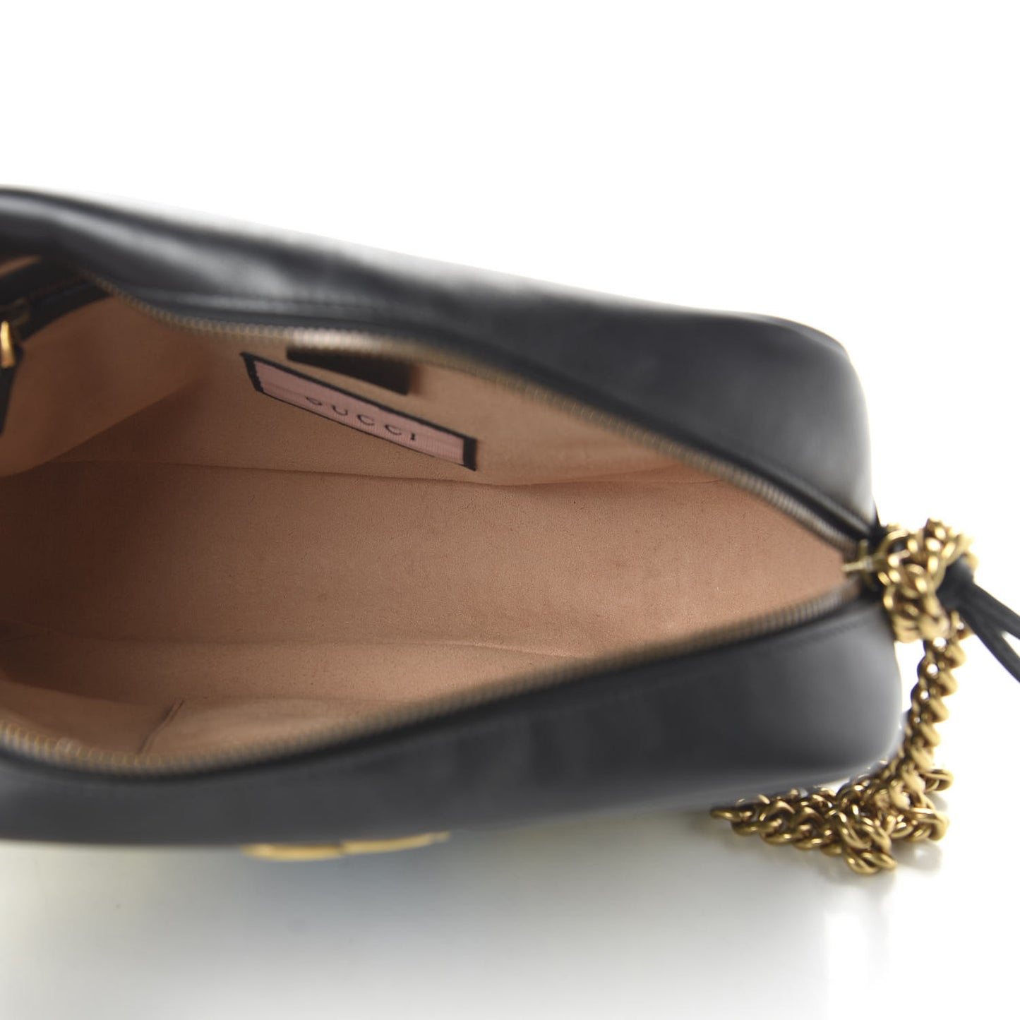 Calfskin Matelasse GucciGhost Medium GG Marmont Chain Shoulder Bag Black New Acquamarine