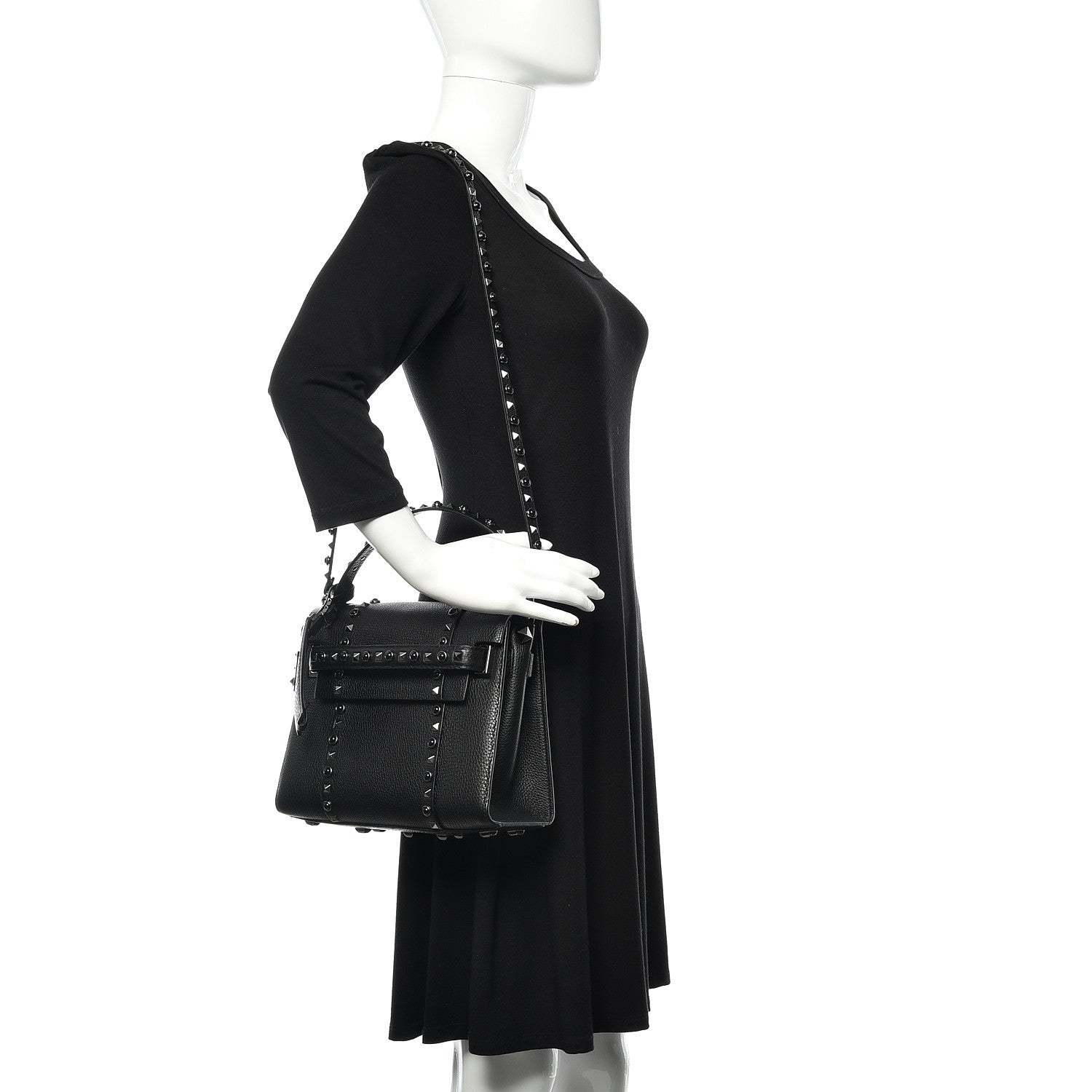 Valentino Garavani Grainy Calfskin Onyx Small My Rockstud Rolling Frame Bag Black 2 of 9