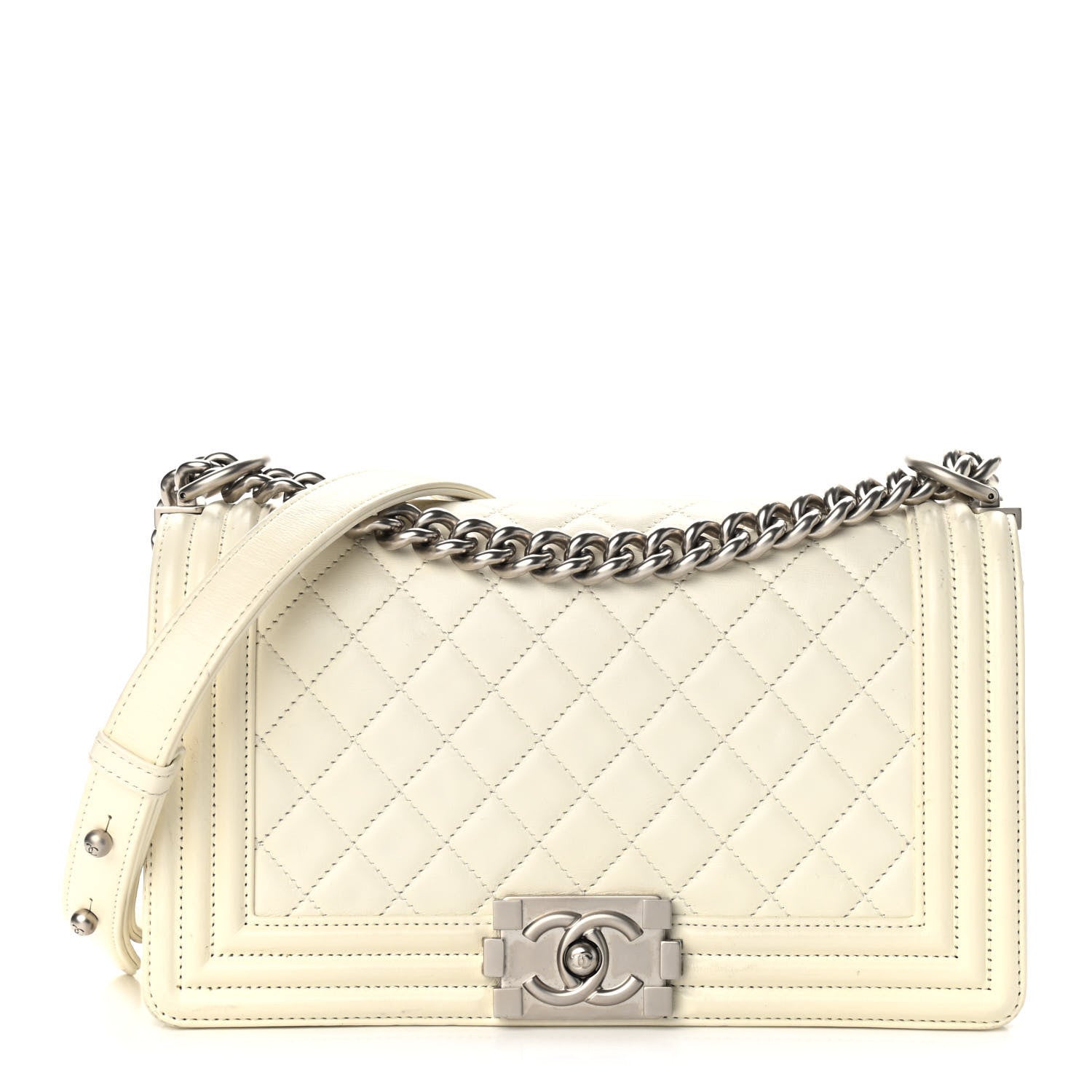 Chanel Calfskin Quilted Medium Boy Flap White 1 of 16