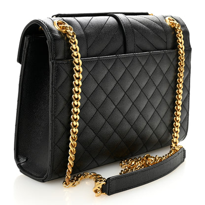 Saint Laurent Grain De Poudre Textured Mixed Matelasse Triquilt Medium Monogram Satchel Black 3 of 9
