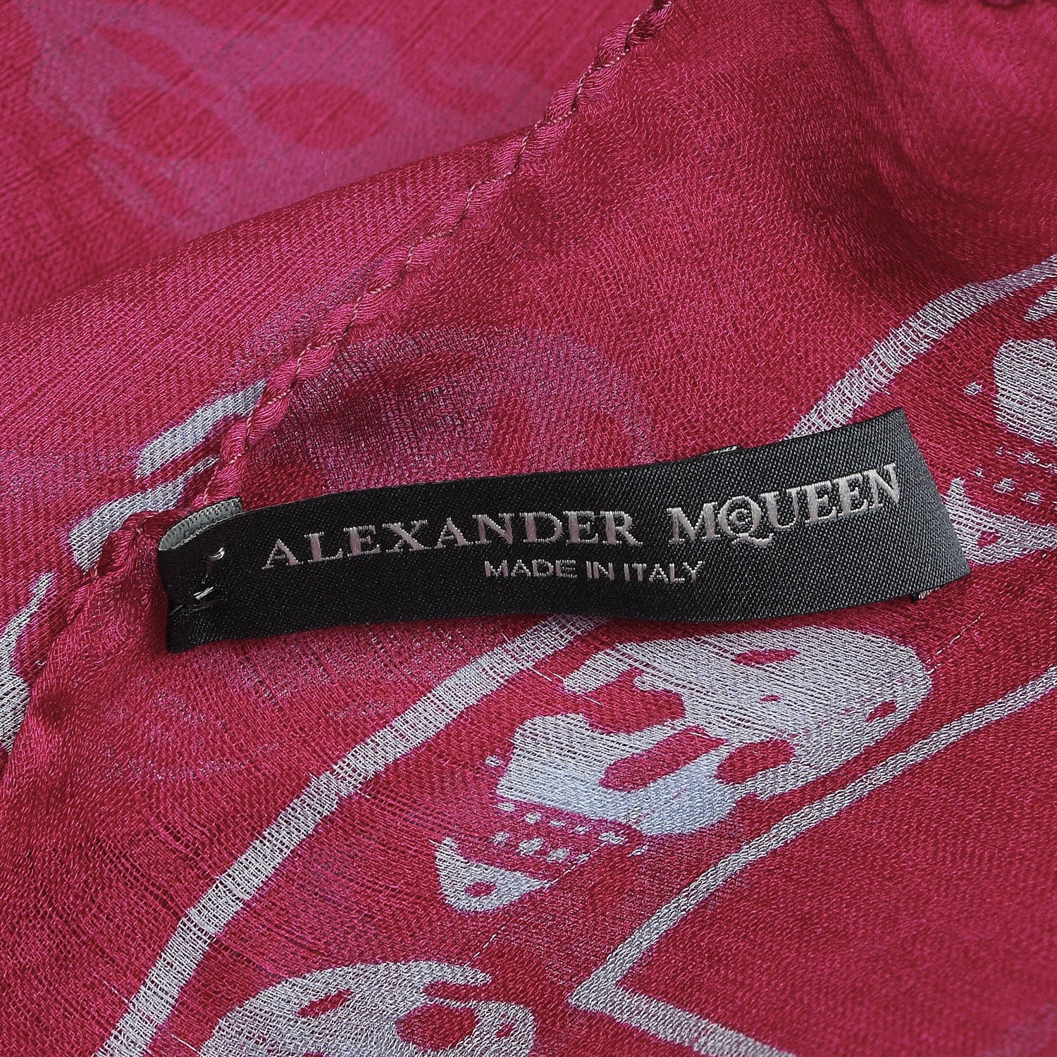 Alexander McQueen Silk Chiffon Skull Scarf Fuxia 5 of 5