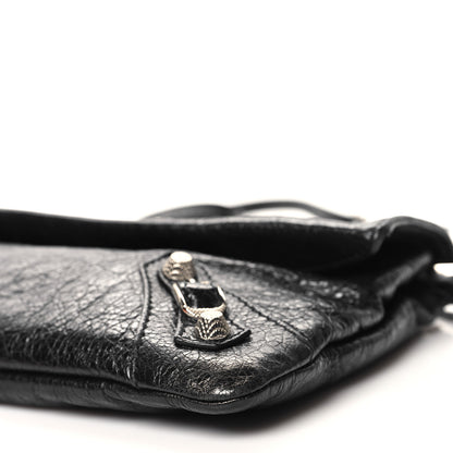 Balenciaga Agneau Giant 12 Silver Hardware Envelope Strap Clutch Black 13 of 14