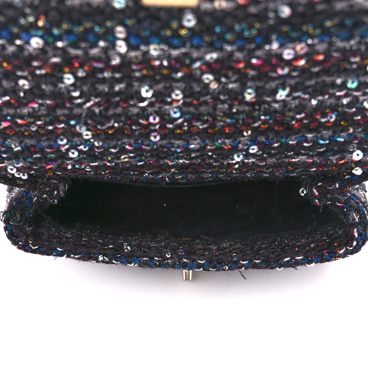 Tweed Sequin Mini Coco Handle Flap Black