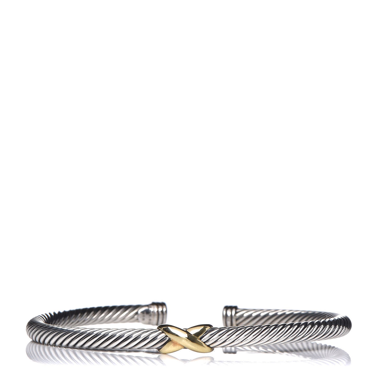 Sterling Silver 18K Yellow Gold 4mm X Station Cable Bracelet