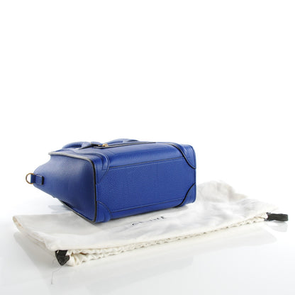 Celine Drummed Calfskin Nano Luggage Indigo 4 of 6