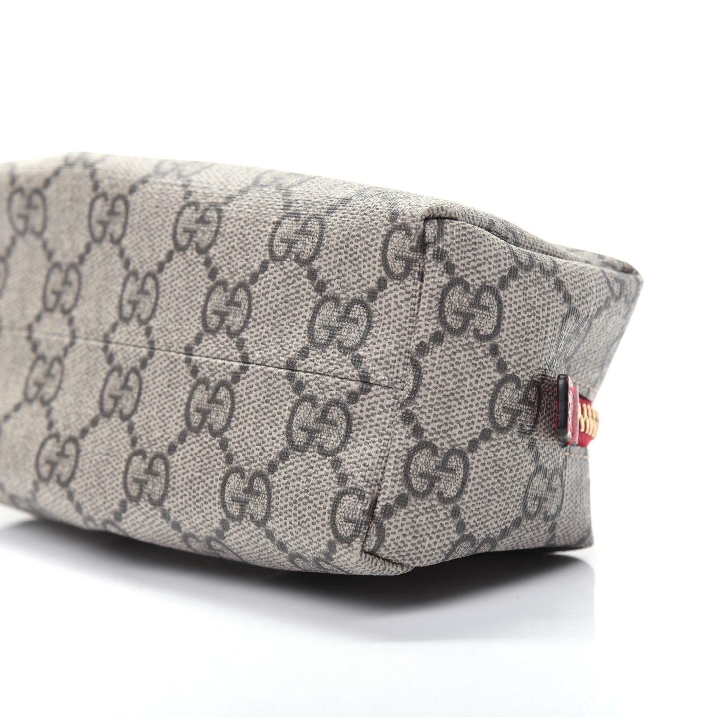 Soft GG Supreme Monogram Calfskin Small Ophidia Cosmetic Case Beige Ebony Hibiscus Red