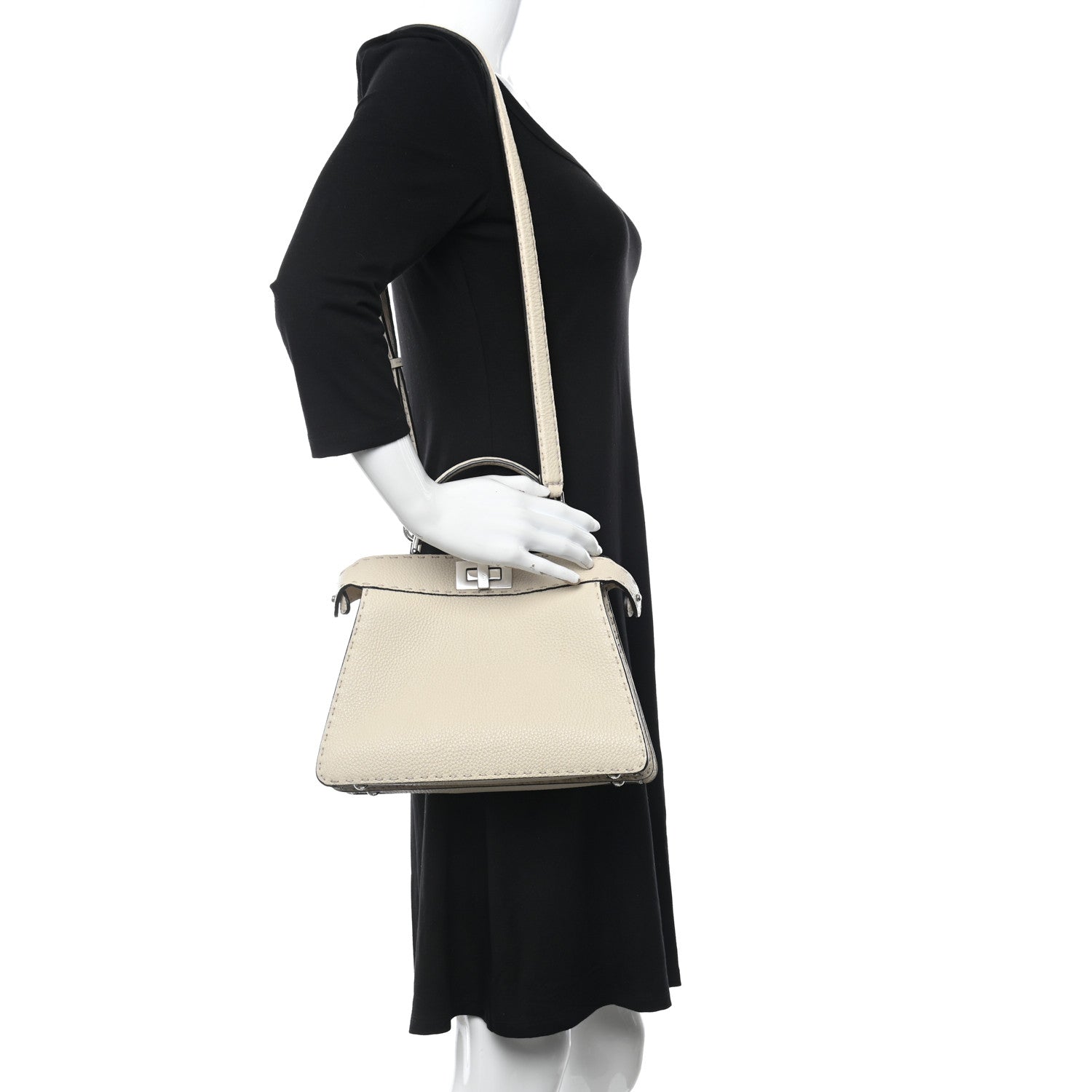 Fendi Cuoio Romano Selleria Chamois Small Peekaboo I SEE U Satchel Camelia Sand Cyber 2 of 10